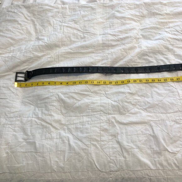 Black Genuine Leather Belt 46 in eagle details embossed - Picture 7 of 8